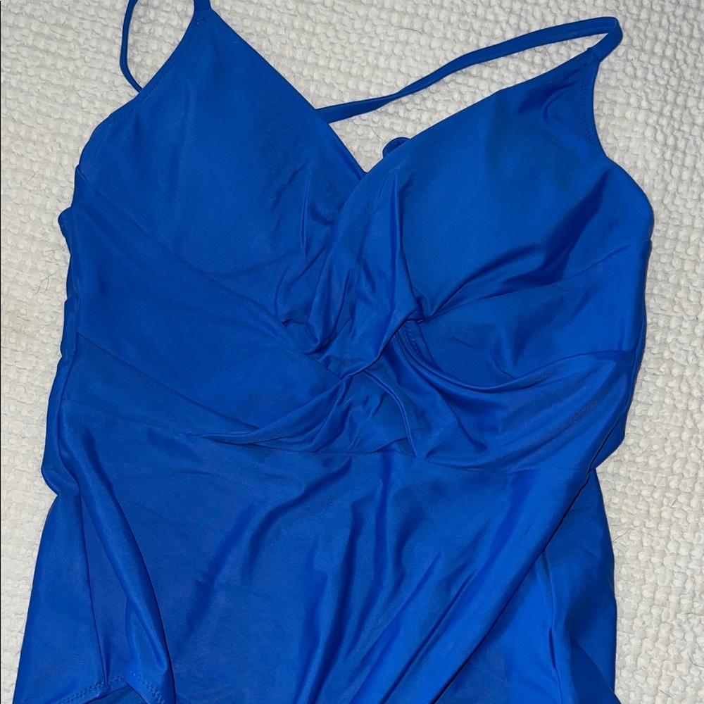 Aerie Women’s Vibrant Blue One-Piece Swimsuit, Size L, EUC, criss-cross front - Picture 5 of 5